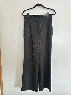 Nicole Miller Black Leopard Jacquard Pull-On Trousers